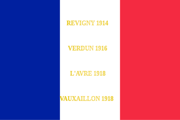 Drapeau du 165ème régiment d'infanterie de l'armée française, avec ses batailles.